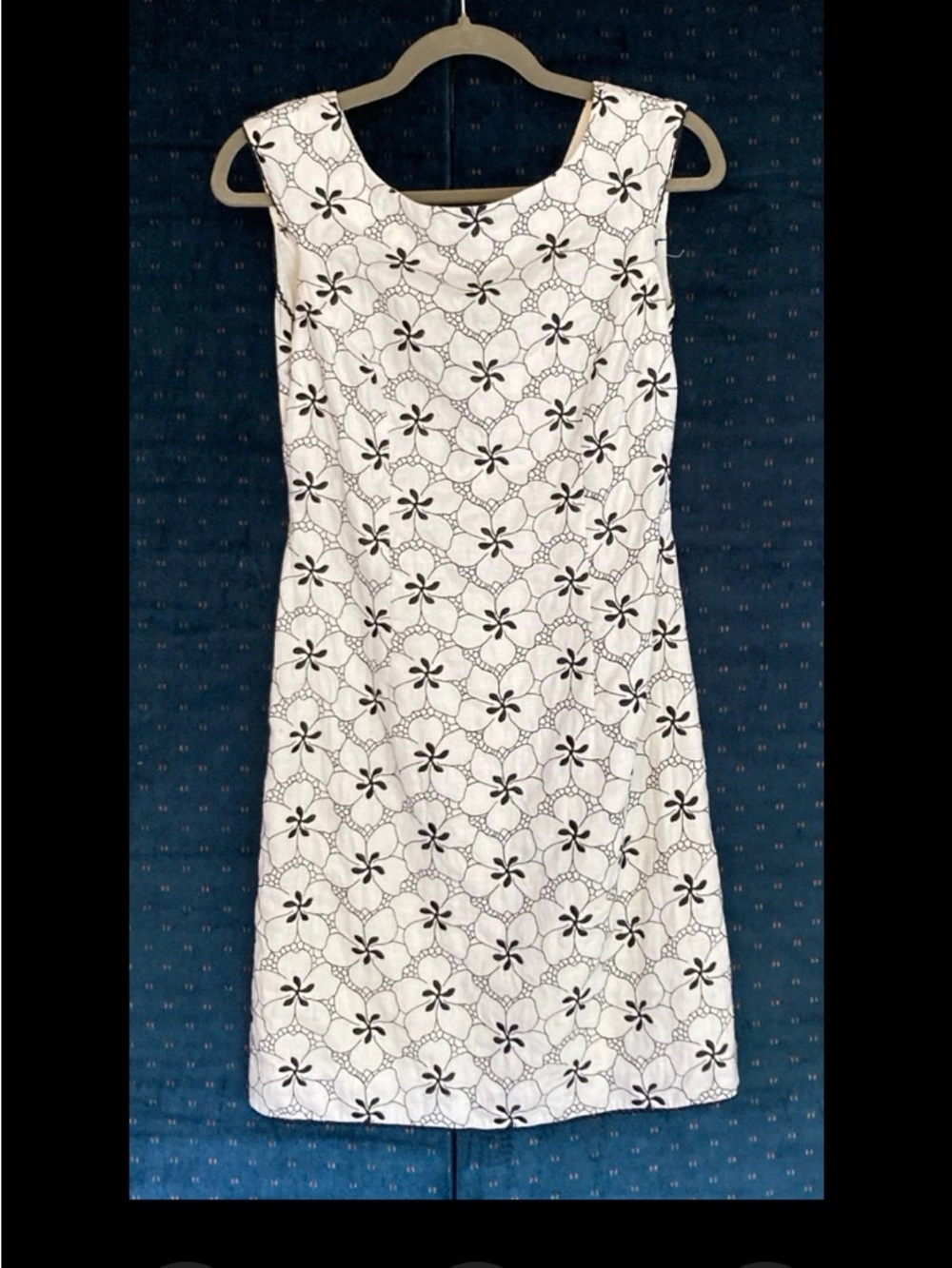 Talbots embroidered linen sleeveless mini sheath dress